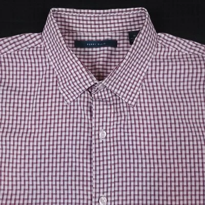 Perry Ellis Men's XL Button-Up Long Sleeve Dress Shirt Red Geometric - Image 1 of 4