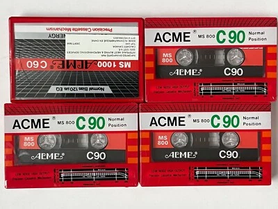 Lot of 3 x Acme MS 800 C90 Sealed Tapes AND 1 x MS1000 C60 Tape - 4 Total Tapes Foto 1 de 4