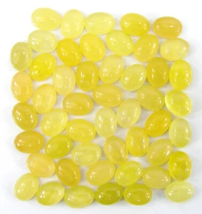 74,75 ct cabochon naturel jade jaune lâche 6 x 8 mm lot de 50 pièces - 61357 - Photo 1/2