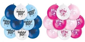 10 BALLOONS -  BIRTHDAY BOY or BIRTHDAY GIRL BLUE or PINK - PARTY  FAST DISPATCH
