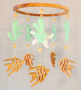 Fish Baby Mobile Ocean Baby Mobile Felt Neutral Crib Nursery Handmade Baby Gift - Picture 1 of 14