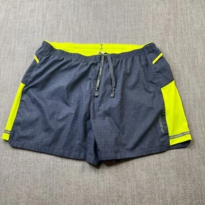 Brooks Shorts Mens L Brief Lined Blue Yellow Reflective Running Shorts - Picture 1 of 12