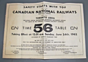 Canadian National Railways (CNR): Time Table 56: Toronto Area June 24 1962 - Picture 1 of 5