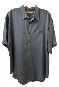 Vintage Mens Tommy Bahama Short Sleeve Button-Up Shirt 100% Silk Blue Gray Sz L - Picture 1 of 15