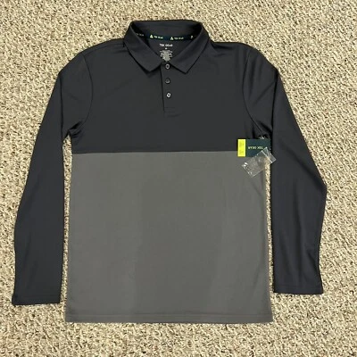 Tek Gear Mens Long Sleeve Polo Medium Gray New - Image 1 of 4