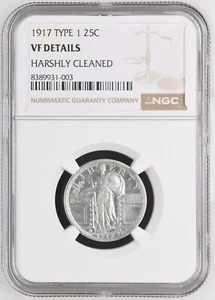 1917 Type 1 Standing Liberty Quarter 25c NGC VF Details 🛡️ 90% Silver - Picture 1 of 2
