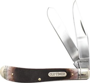 Schrade Gunstock Trapper 4 1/8" 9Cr18MoV HC Stainless Bone Folding Knife 94OTB