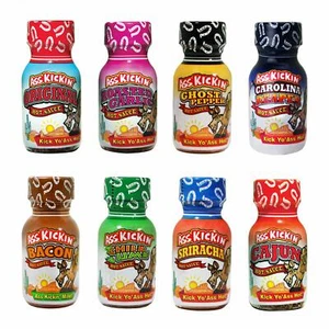ASS KICKIN' Premium heiße Sauce Mini-Flaschen | Geschenkset | Reisegröße | 8er-Pack - Bild 1 von 5