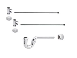 Grifo de fregadero de pedestal Westbrass línea de suministro elevadores P-trap válvulas de parada cromadas - Imagen 1 de 5