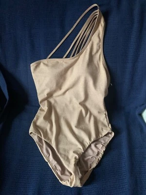 Nuevo $114 Jantzen Dorado Metálico Una Pieza Hombro Talla 6 Foto 1 de 2