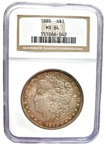 Dólar de plata Morgan 1885 MS 64 NGC - gran precio - HERMOSO TONO DE DOBLE CARA - Imagen 1 de 2