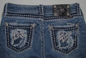 Womens Miss Me Straight Stretch Jeans. Size 26 Blue. 31 1/2" Inseam. - Picture 1 of 4