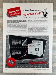 Tinnerman Speed Nuts Fastenings Magic Chef Range Cleveland 1952 Vintage Print Ad - Picture 1 of 1