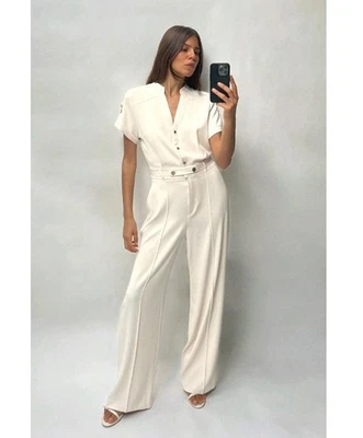 ZARA NUEVO CON ETIQUETAS MONO DE CREPÉ CON BOTONES DORADOS TALLA M Foto 1 de 4