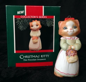 Hallmark Keepsake Ornament - Christmas Kitty - 1989 - porcelana - Imagen 1 de 15