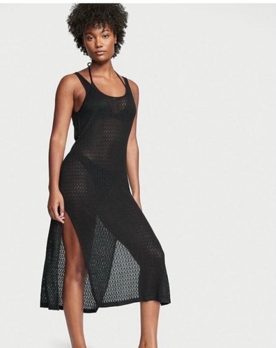 UNDERCOVER Abito Victoria Secret nero copricostume da bagno in pizzo all'uncinetto taglia Xs