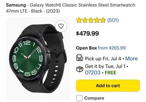 Samsung - Montre connectée Galaxy Watch6 Classic en acier inoxydable 47 mm LTE - Noir. - Photo 1 sur 3