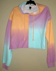 Wild Fable Womens XL  Multi Color Block Cropped Sweatshirt Hoodie - Picture 1 of 6