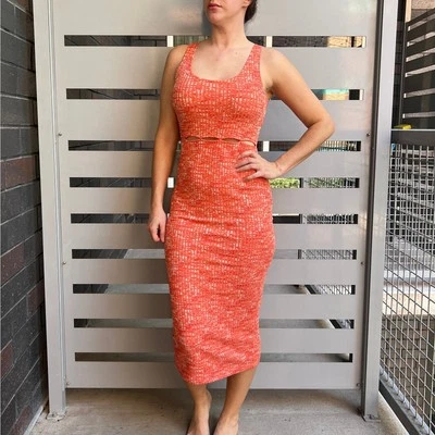 Vestido midi Topshop naranja teñido espacial talla S Foto 1 de 4