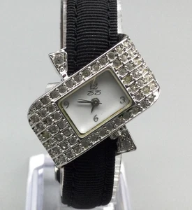 Suzanne Somers Damenuhr 31 mm Kristall Strass elegant schwarzes Band neue Batterie - Bild 1 von 15