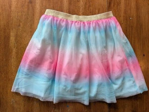 Carter's Kids Girl's Tulle Skirt in Pink Blue Rainbow w Gold Elastic Waist Sz 10 - Picture 1 of 5
