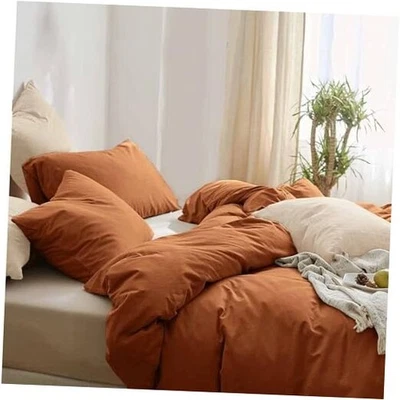 Juego de edredón - 3 piezas estética moderna terracota ropa de cama Queen naranja quemado Foto 1 de 4