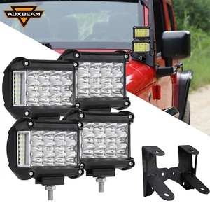 AUXBEAM 4" Side Shooter LED Fog Light Pods & Mount Bracket For Jeep JK 07-2018 - Picture 1 of 12