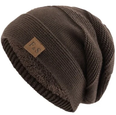 Moda Gorro holgado Tejido holgado Invierno Sombrero Añadir Piel Forrado para Hombres y Mujeres Foto 1 de 4