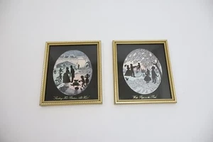 Two Vintage Silhouettes Signed Enid Elliot Linder Penny Farthing Galleries - Picture 1 of 8