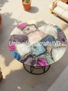 Buy PATIO TABLE, Handmade Mix Agate Stone Coffee Table, Custom Made Indoor Decor - Picture 1 of 12