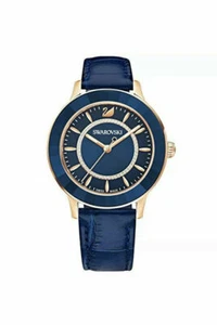 Swarovski Octea Lux Watch Leather strap, Blue, Rose-gold tone 5414413 Brand New - Picture 1 of 3