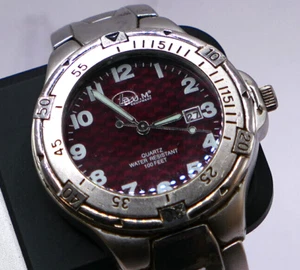 Vintage BUM Equipment Wristwatch Japan Quartz Movement V-360  Red Dial - Picture 1 of 9