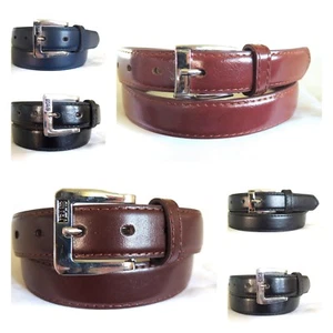 KID'S CHILDREN'S Boys Girls Stitched LEATHER Silver Buckle BELT Size S M L XL - Picture 1 of 6