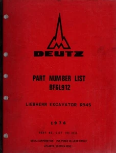 Deutz Motor BF6L912 für Liebherr Bagger Modell R945 Teilehandbuch - Bild 1 von 1