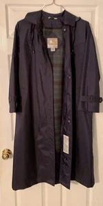 Current Seen Long Rain Trench Coat Size 9/10 Blue - Picture 1 of 5
