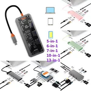5-15in1 Laptop Docking Station USB-C Hub Triple Display Type-C Adapter Universal - Picture 1 of 39