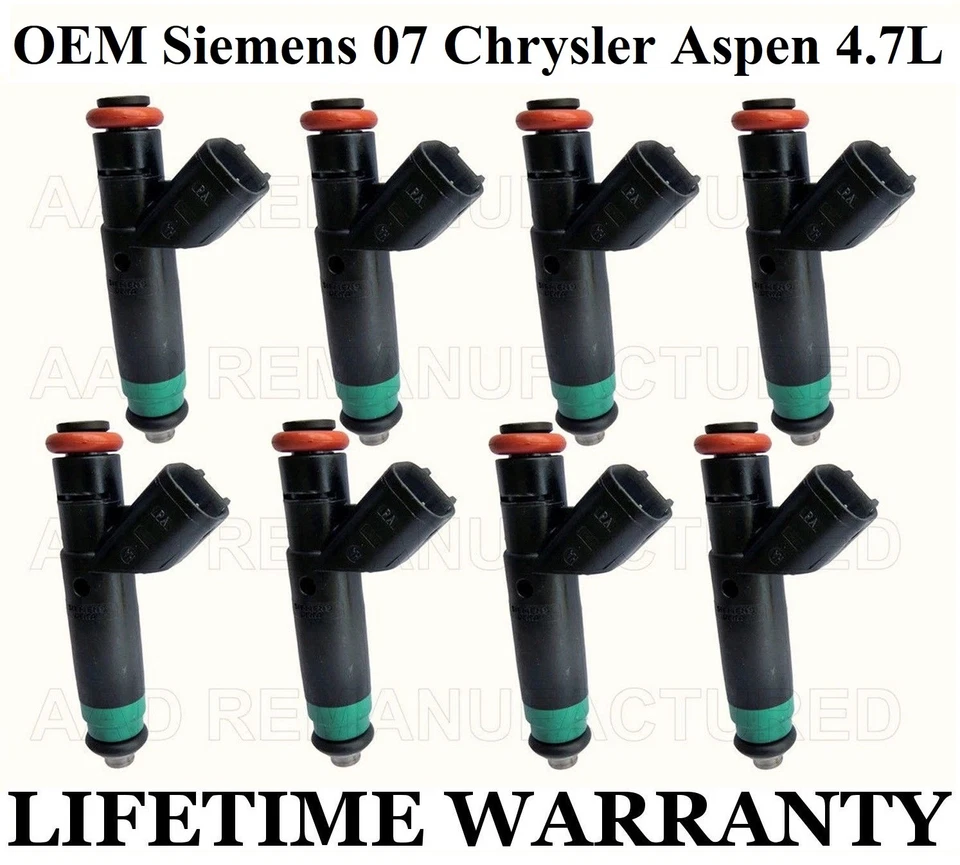Juego de 8 inyectores de combustible originales Siemens para Chrysler Aspen 2007 4,7 L Foto 1 de 1