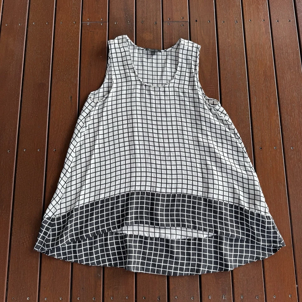 Rachel Zoe Size 4 AU 14 100% Silk Top Blouse Check Business Casual - image 1 of 4