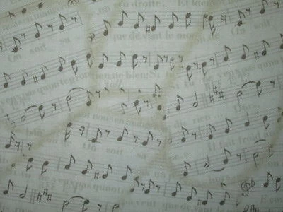 NOTAS MUSICALES VINTAGE CANCIONES ESCRITURA FRANCESA TELA ALGODÓN FQ  Foto 1 de 4