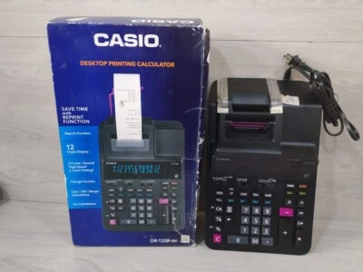 CASIO DR-120R HEAVY DUTY PRINTING CALCULATOR BLACK DESKTOP 100-120V - Image 1 of 4
