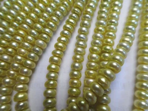 15 3/4" Strand 5mm Wide Freshwater Pearls Button Yellow #153 DNG - Picture 1 of 5