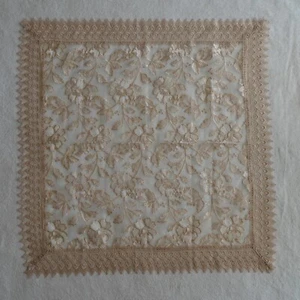 Floral 36x36 Beige Table Topper Tablecloth Lace New Elegant Traditional - Picture 1 of 8