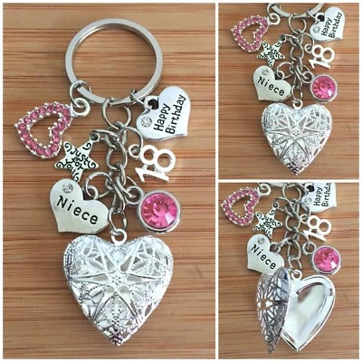 Personalised HAPPY BIRTHDAY Gifts Charm Keyring 13th 18th 21st 30th Gift for her - Image 1 of 3