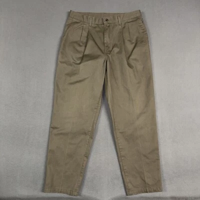 Lee Khaki Pants Mens 36x32 (Fits 35x30) Brown Classic Fit Pleated Cotton Vintage - Image 1 of 4