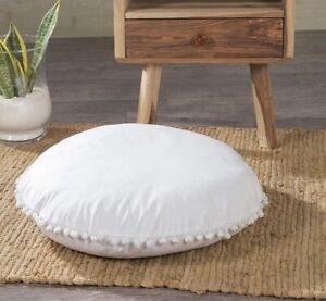 New 30" Handmade Solid Floor Decorate Cushion Cover white Round Pillow Case US