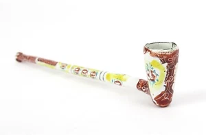 Antique Persian Enamel Pipe 4.75" Length - Picture 1 of 8