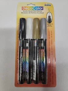 Marvy Uchida DecoColor Acrylic Based Paint Markers (Back, White, Gold, and...