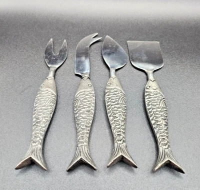 Juego de 4 piezas de queso con asas de pescado de metal de acero inoxidable Globl Market Foto 1 de 3
