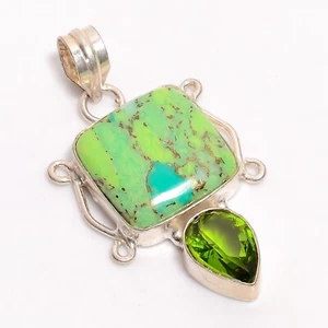 Sterling Silver December Birth Turquoise Gemstone Bezel Mother Pendant Jewelry - Picture 1 of 7