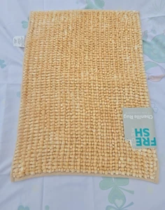 FRESH Throw Rug Bath Mat 17" x 24" YELLOW CHENILLE BATH RUG  New - Picture 1 of 6
